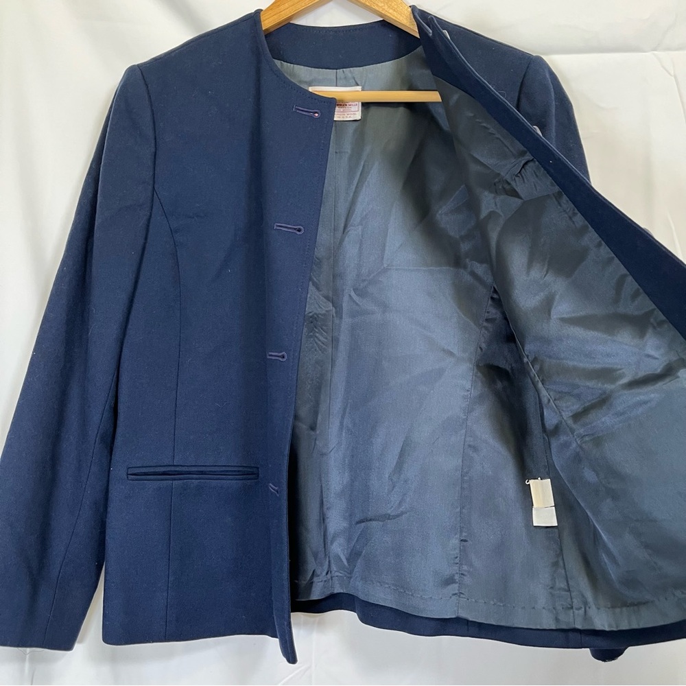 Vintage Pendleton Size 10 Womens Navy Blue 100% Virgin Wool Blazer Jacket - Picture 3 of 11